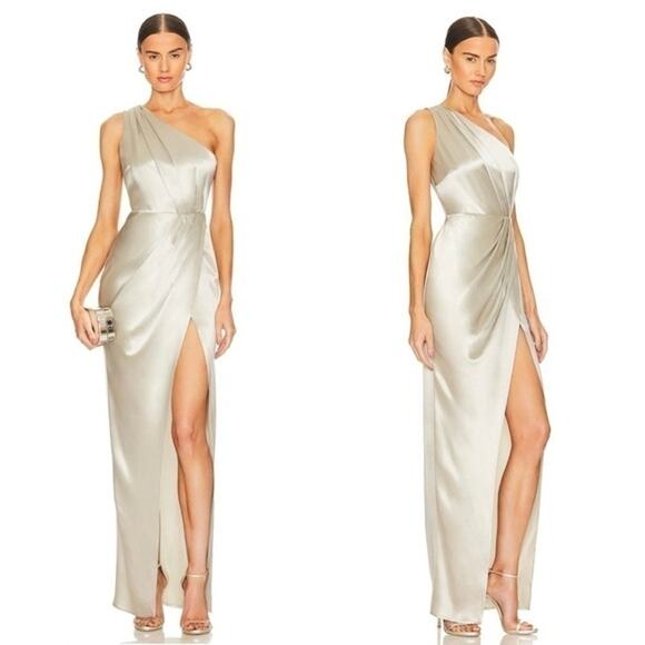 Sau Lee Preston Dress Silver US 4 NWT Altered - Picture 1 of 10